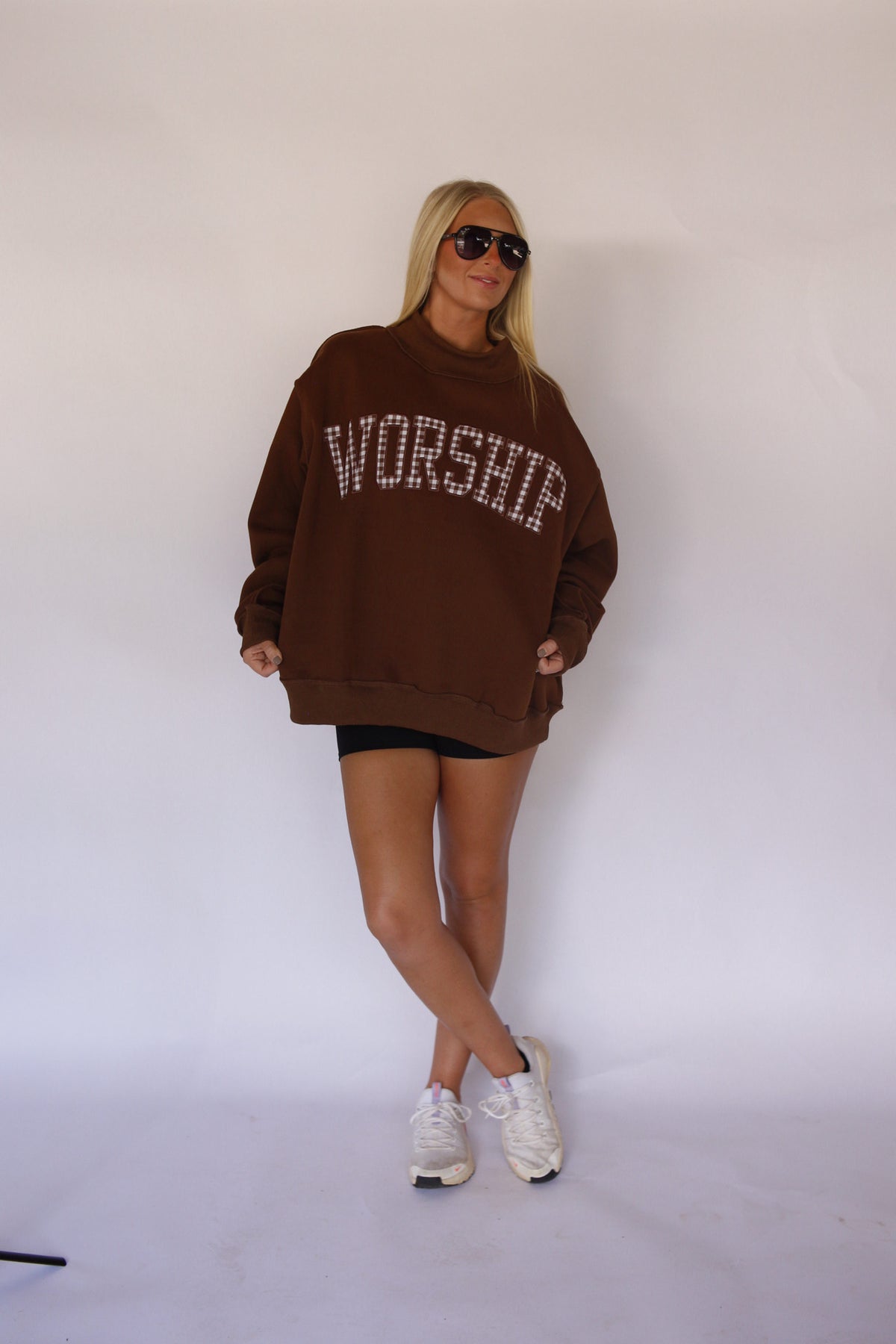 WORSHIP Gingham Mock Neck