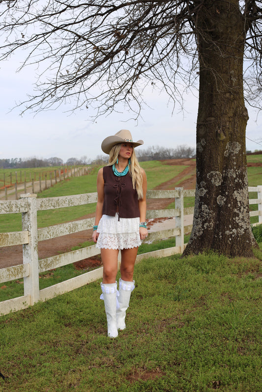 Maribel Knit Lace Skirt - White