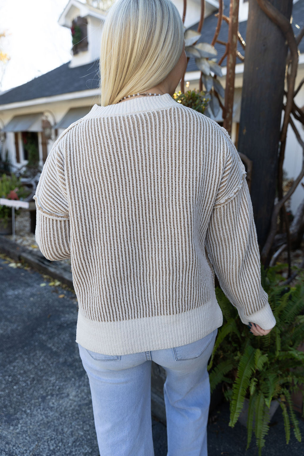 Oaklyn Striped Sweater - Cream