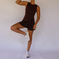 On The Go Tie Romper - Brown
