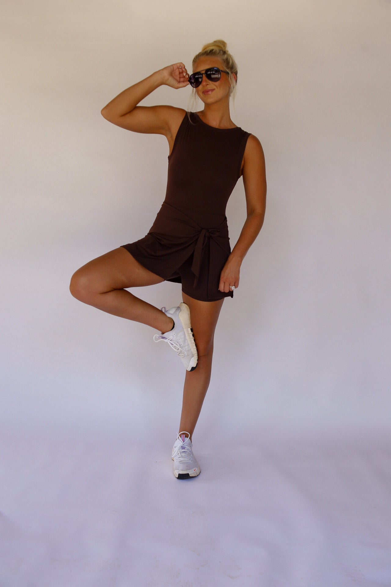 On The Go Tie Romper - Brown