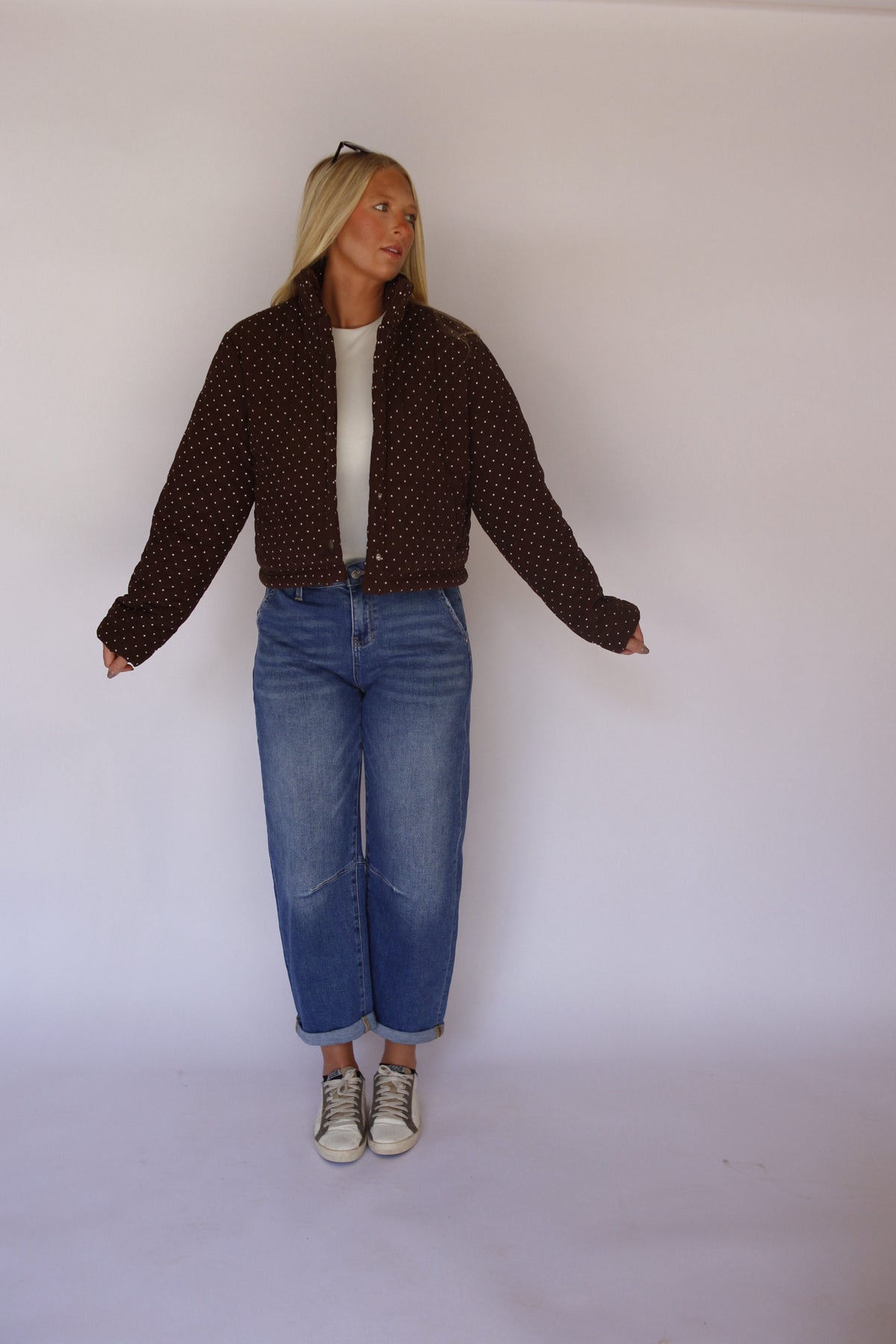 Polka Dot Puffer Jacket - Espresso