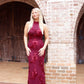 Harper High Neck Midi Dress - Wine