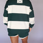Alice Striped Elastic Top - Green/White