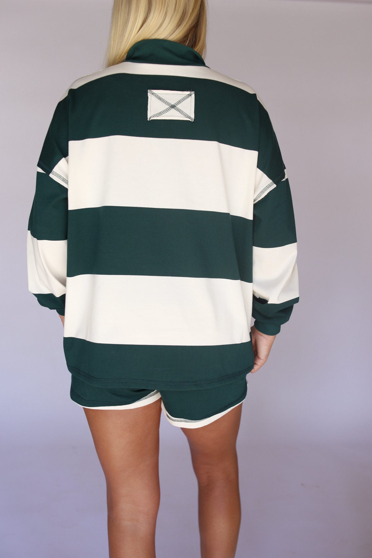 Alice Striped Elastic Top - Green/White