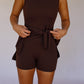 On The Go Tie Romper - Brown
