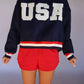 'USA' Stripe Crewneck - Navy