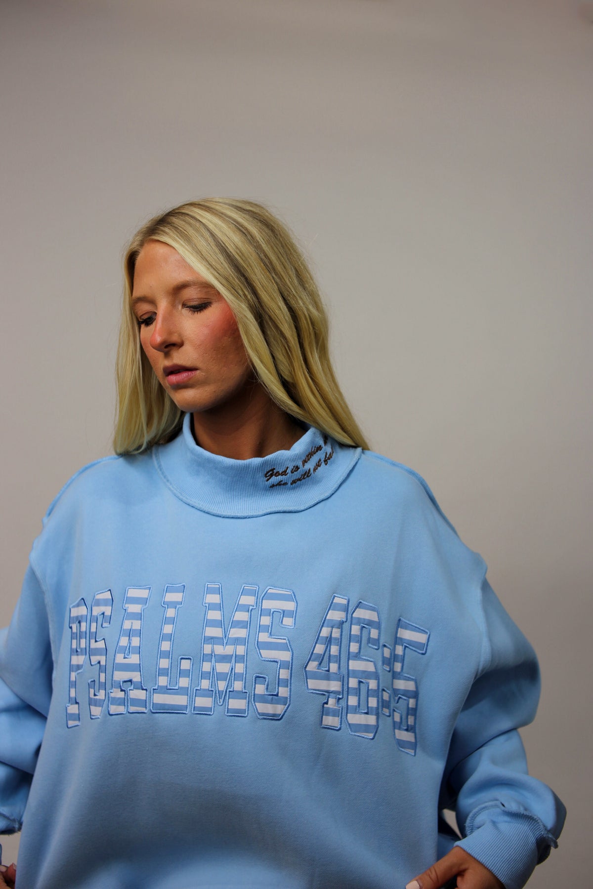 Psalms 46:5 Mockneck Sweatshirt - Sky Blue