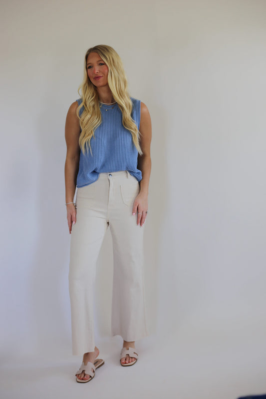 Ellie Knit Sweater Top - Cloud