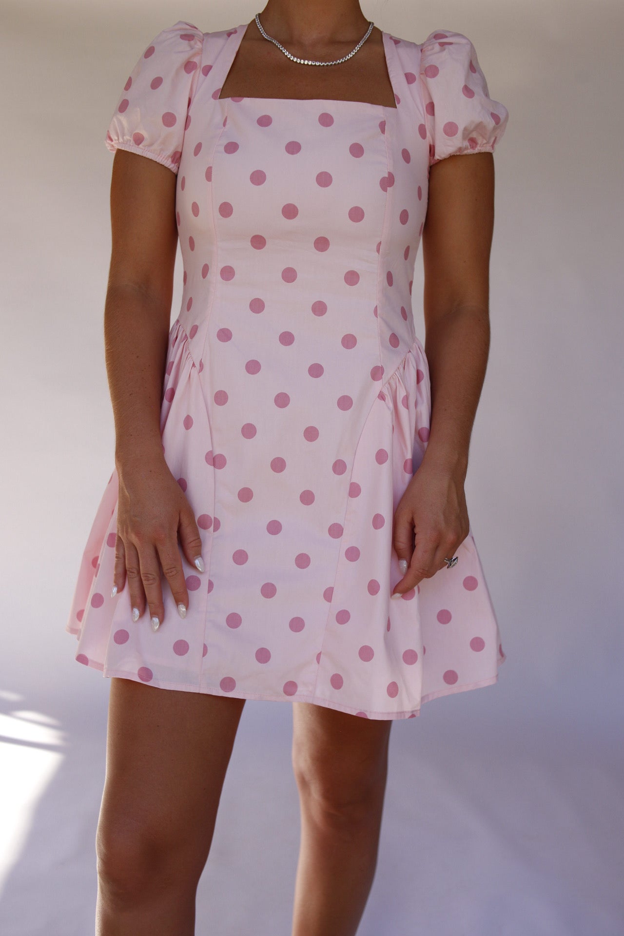 Polly Polka Dot Mini Dress - Pink