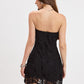 London Lace Strapless Mini Dress - Black