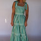 Dentelle Stripe Maxi Dress - Green