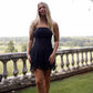 London Lace Strapless Mini Dress - Black