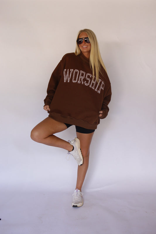 WORSHIP Gingham Mock Neck