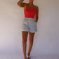Cotton Striped Twill Shorts - Blue