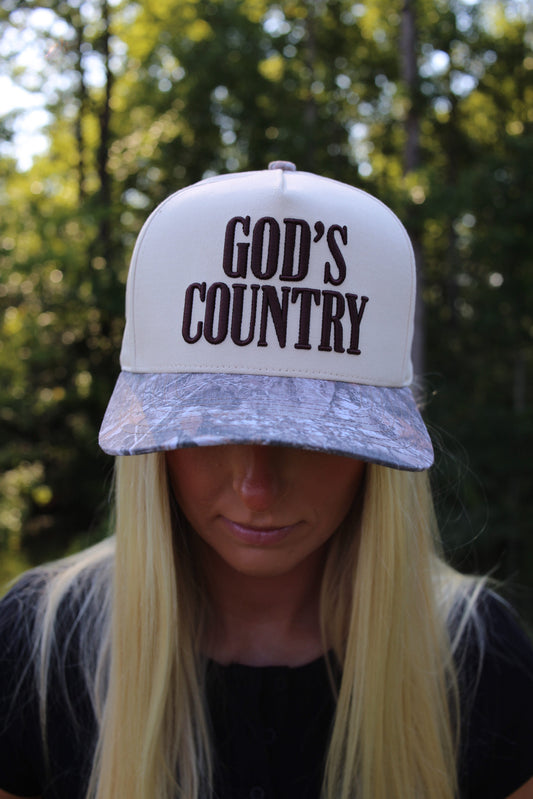 "God's Country" Embroidered Two Tone Hat - Camo