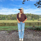 Juda Oversized Crop Box Tee - Brown