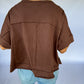 Juda Oversized Crop Box Tee - Brown