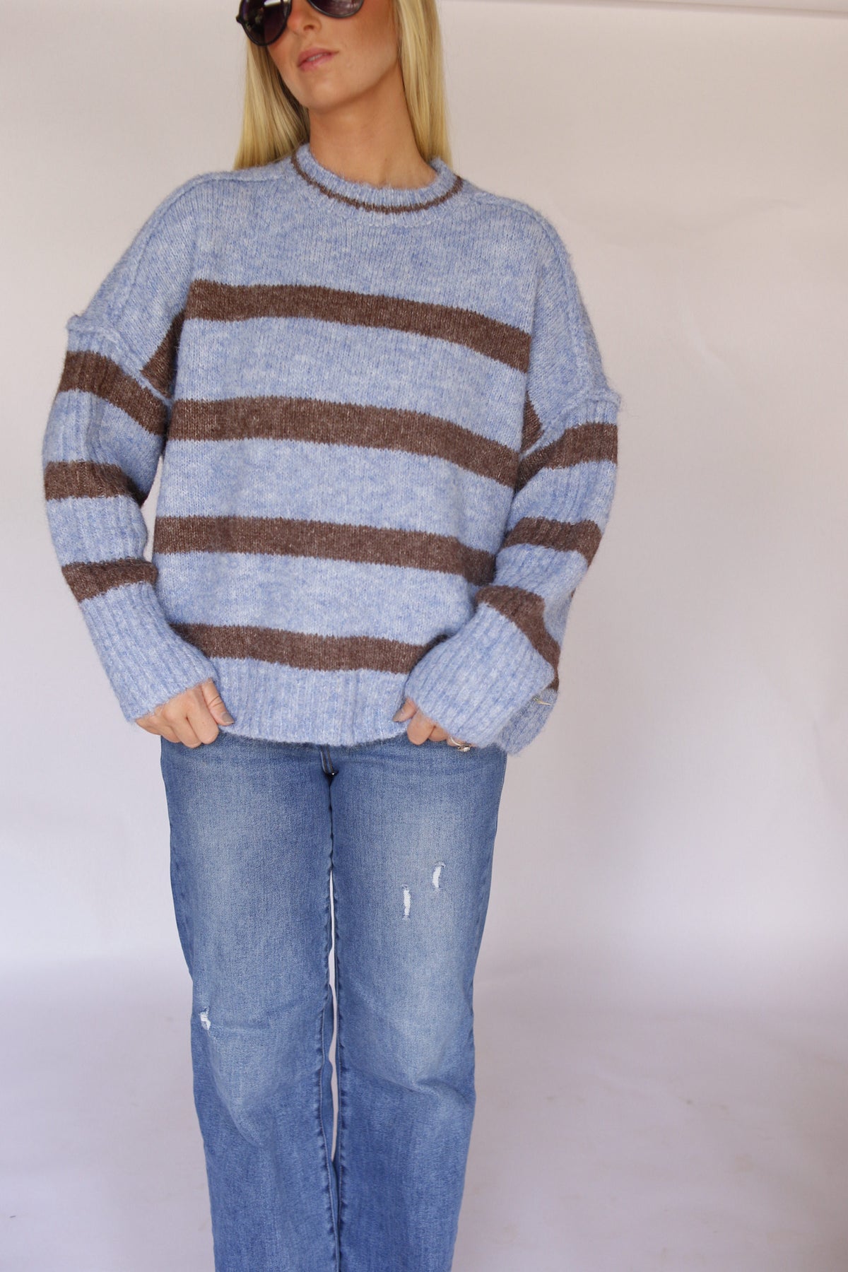 Gloria Striped Sweater - Blue/Brown
