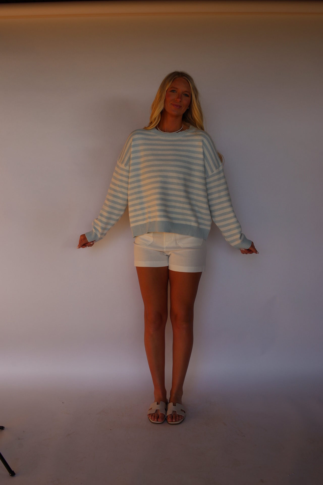 Seaside Stripe Sweater - Baby Blue