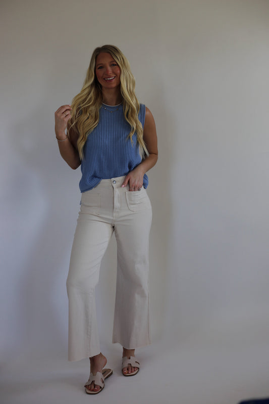 Ellie Knit Sweater Top - Cloud