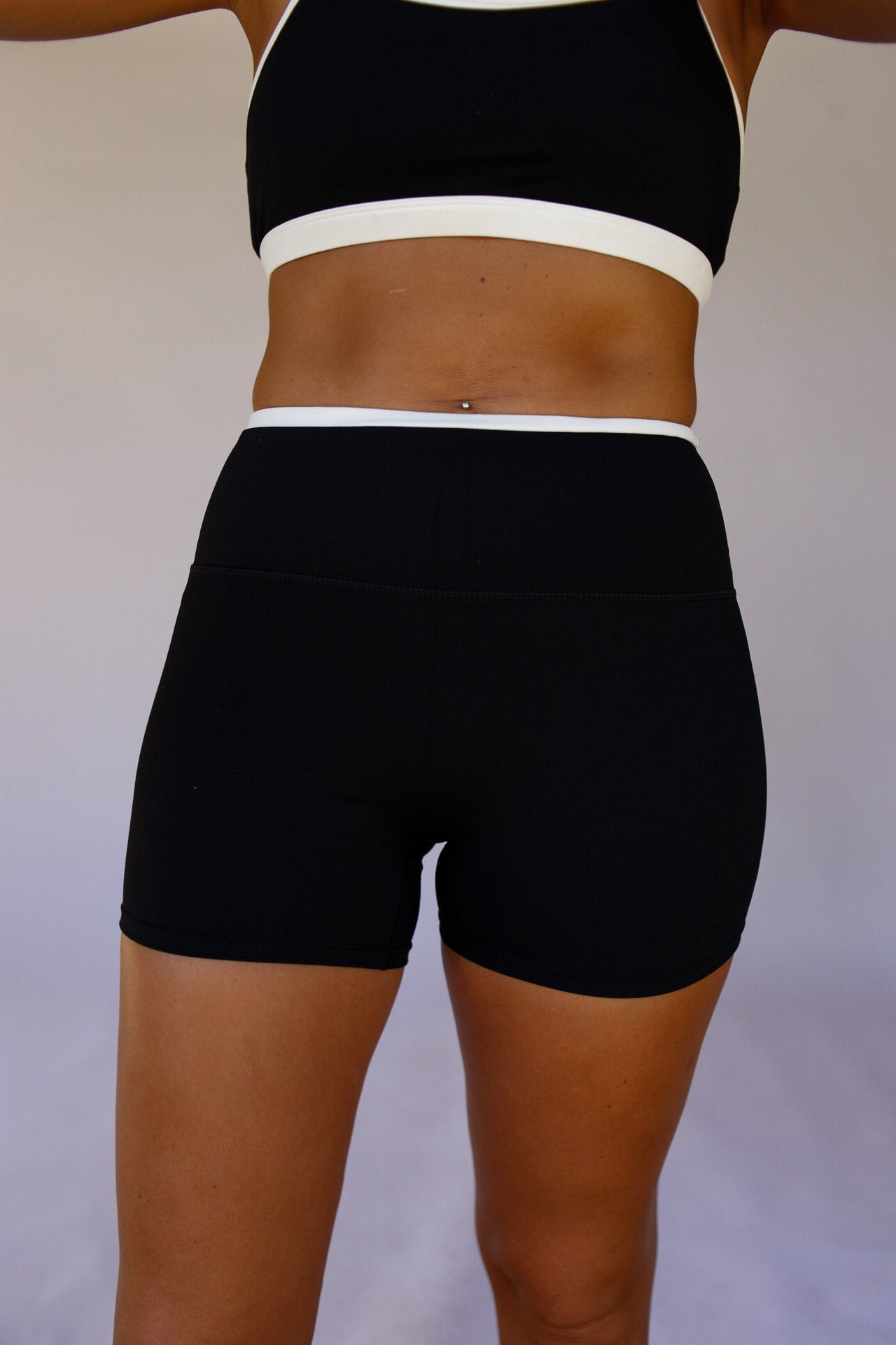 Double Layered Biker Shorts - Black