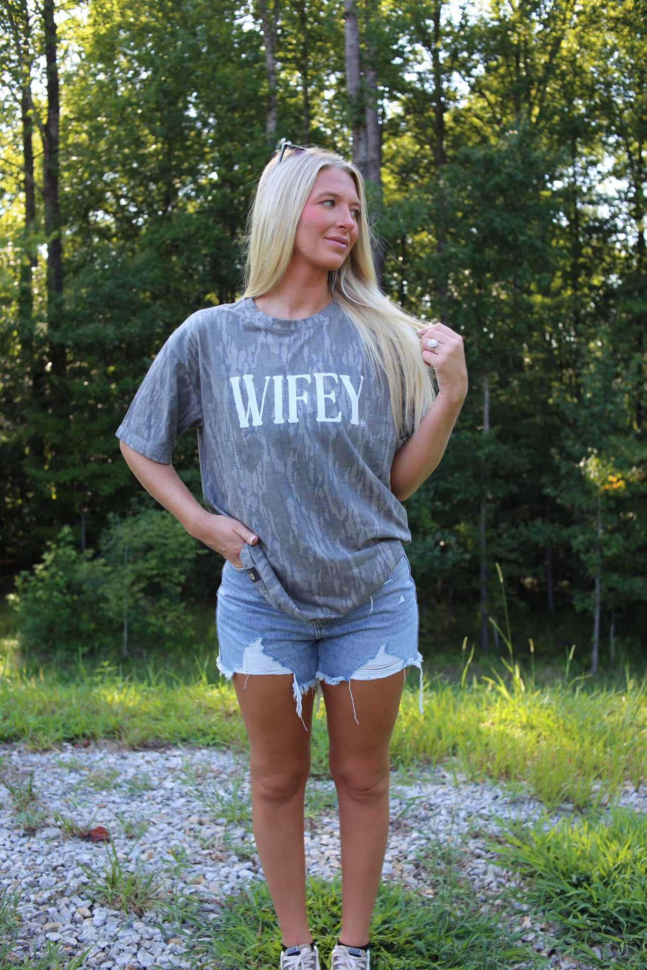 Wifey Bottomland Camo Tee Shirt