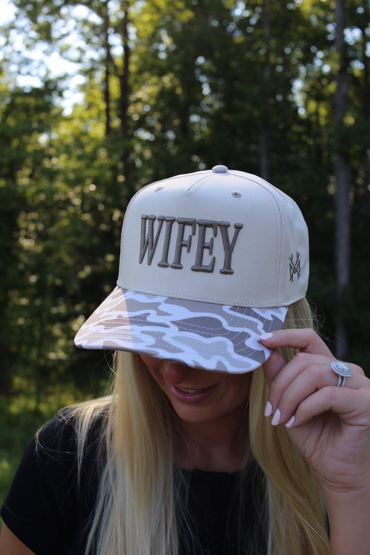"Wifey" Embroidered Two Tone Hat - Camo