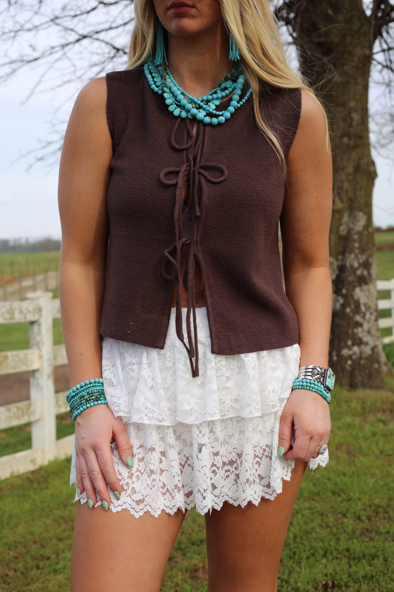 Maribel Knit Lace Skirt - White