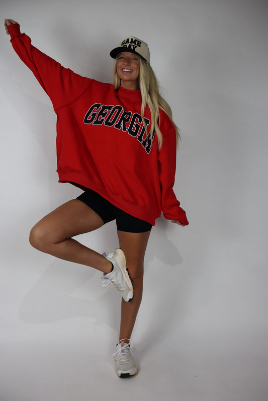 'Georgia & GA' Reversible Mockneck Sweatshirt - Red