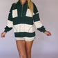 Alice Striped Elastic Top - Green/White