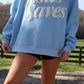 Jesus Saves Mock Neck Sweatshirt - Blue