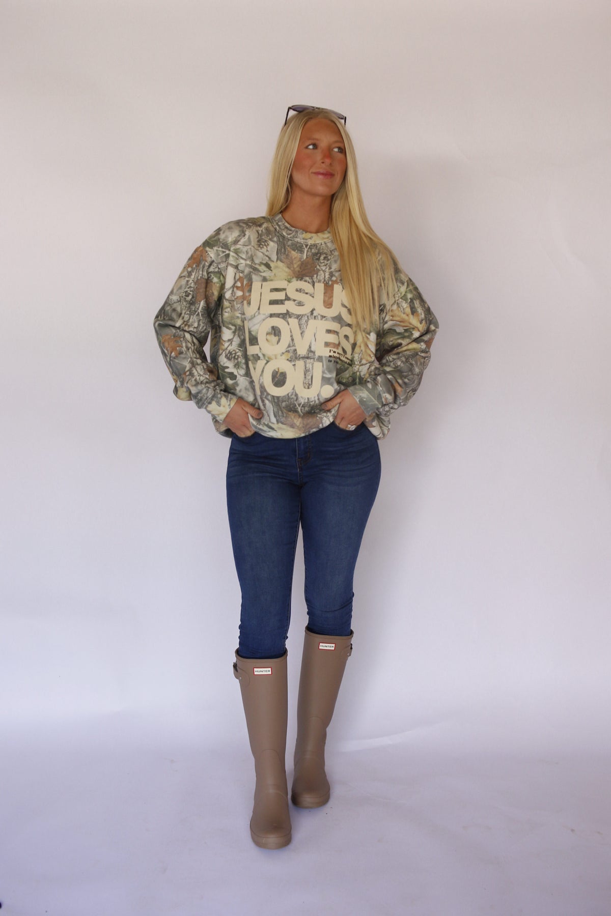 Jesus Loves You Camo Crewneck