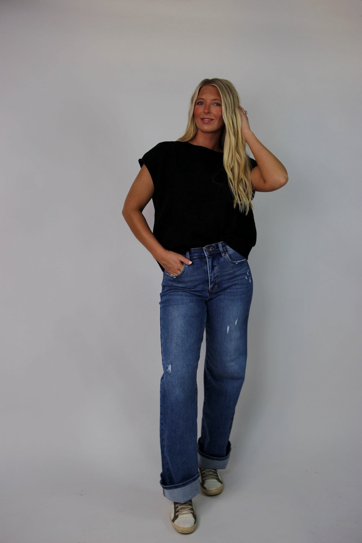 Ellie Knit Sweater Top - Black
