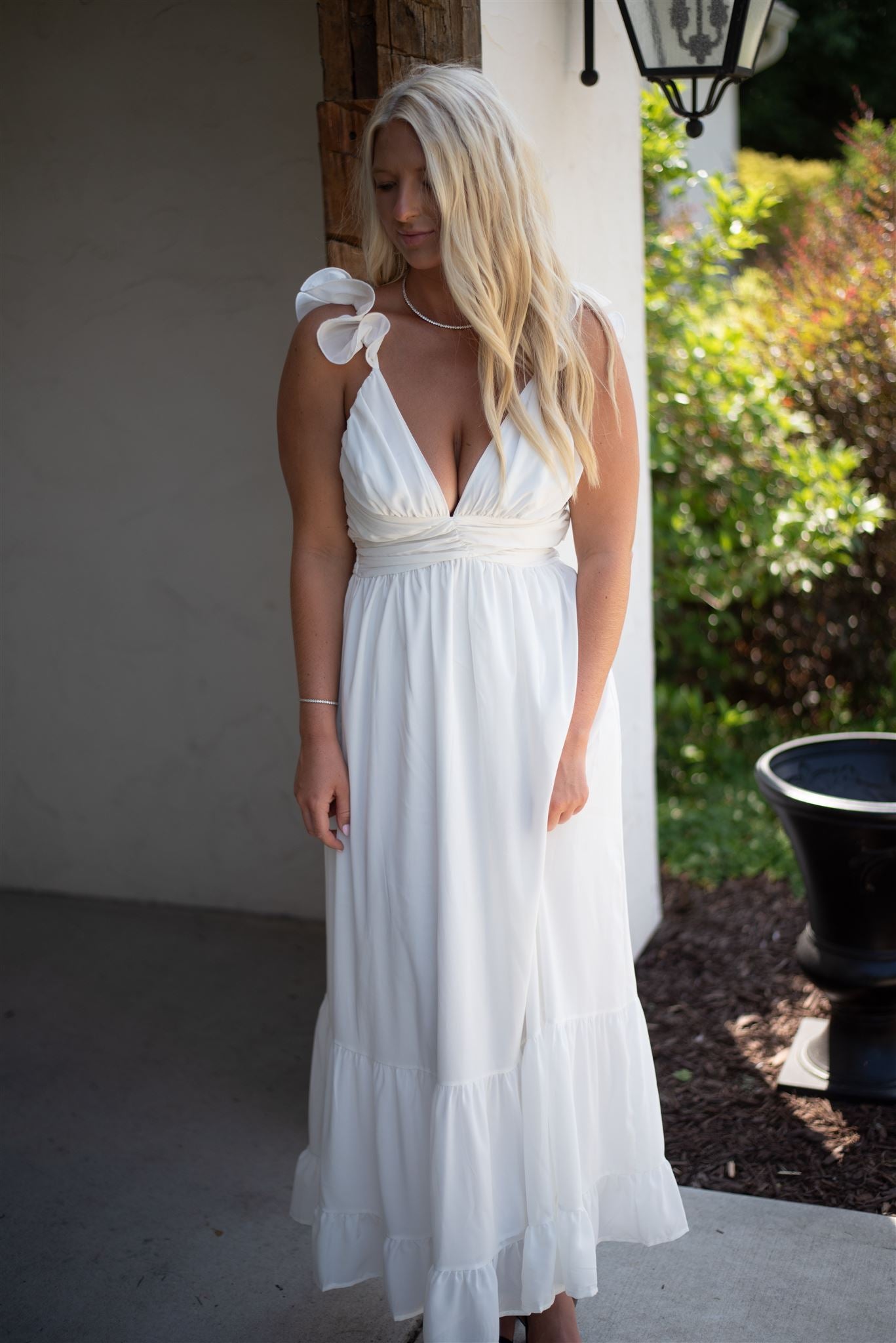 Luna Ruffle Maxi Dress - Off White