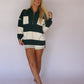 Alice Striped Elastic Top - Green/White