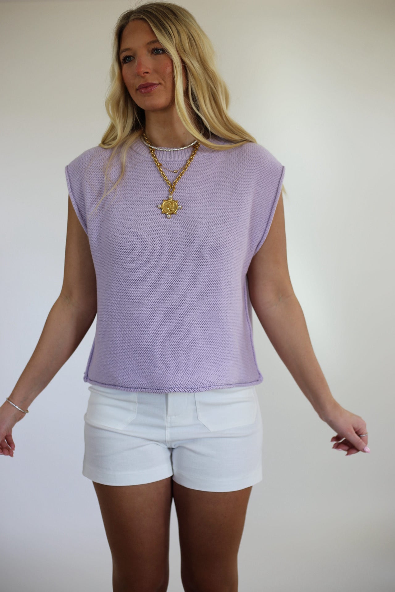 Ellie Knit Sweater Top - Lavender