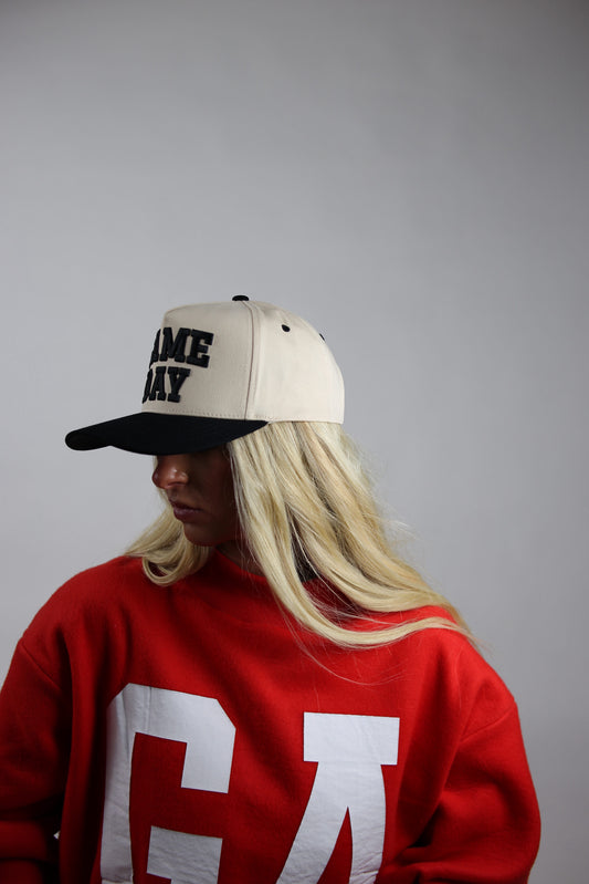 "Game Day" Embroidered Two Tone Hat - Black
