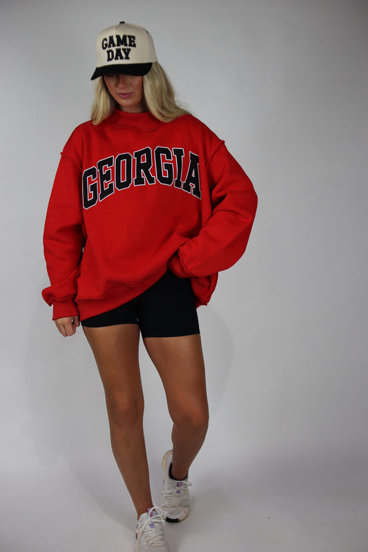 'Georgia & GA' Reversible Mockneck Sweatshirt - Red