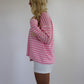Daisy Stripe Sweater - Blush/Pink