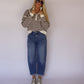 Riley Half-Zip Striped Sweater - Brown