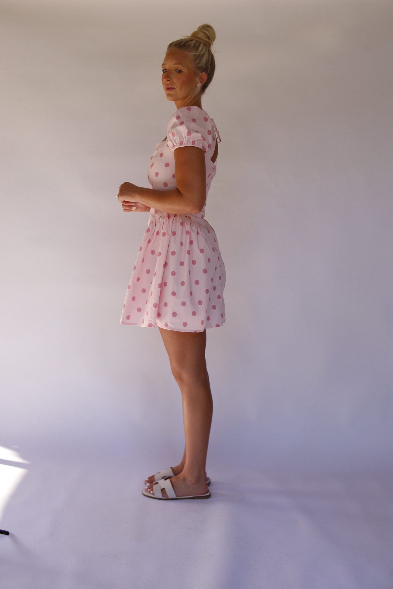 Polly Polka Dot Mini Dress - Pink