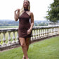 Adams Open Back Mini Dress - Chocolate