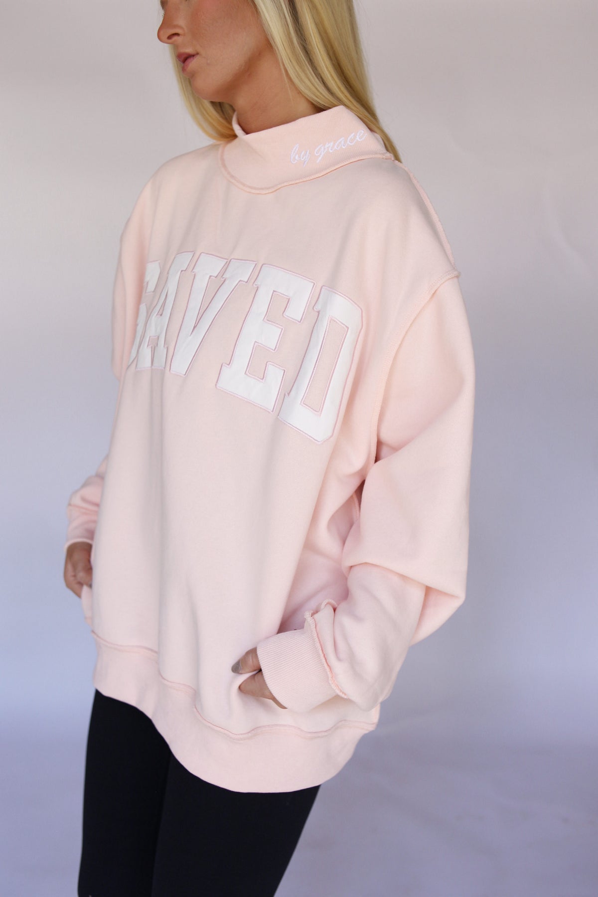 SAVED By Grace Mock Neck - Baby Pink