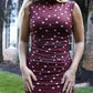 Mock Neck Polka Dot Dress - Maroon