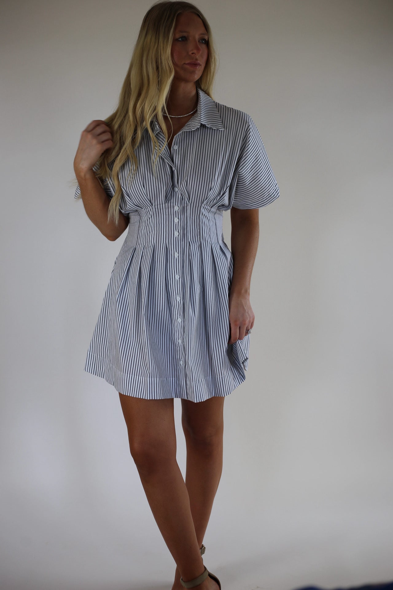 Poppy Dress - White/Navy