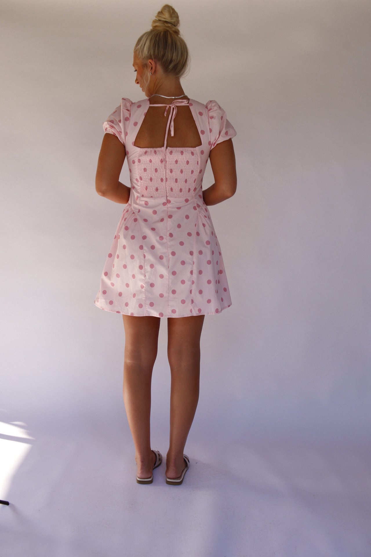 Polly Polka Dot Mini Dress - Pink