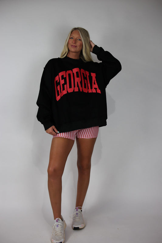 'Georgia & GA' Reversible Mockneck Sweatshirt - Black