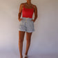 Cotton Striped Twill Shorts - Blue