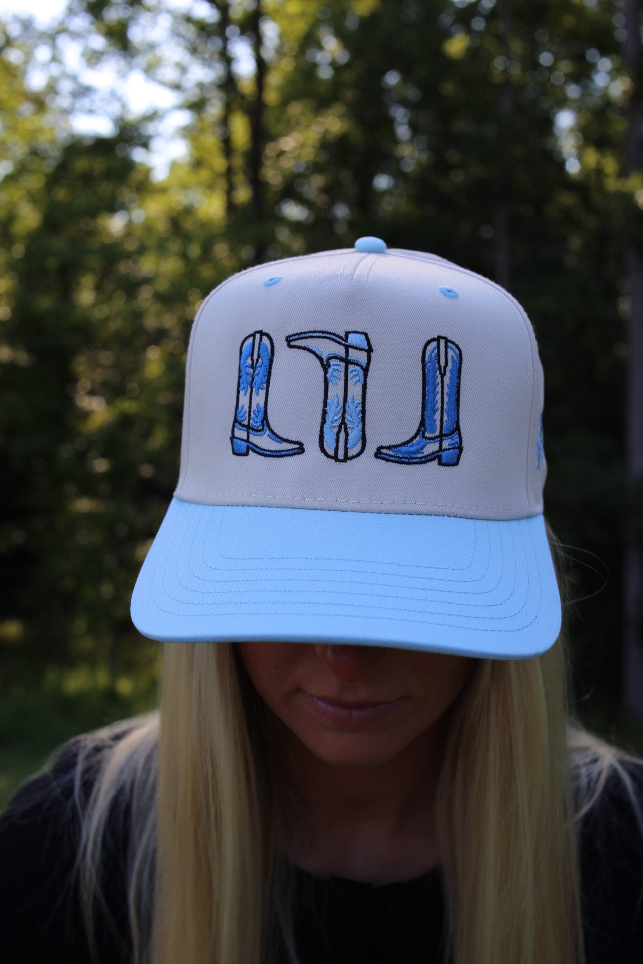 Boots Trucker Hat Embroidered - Blue